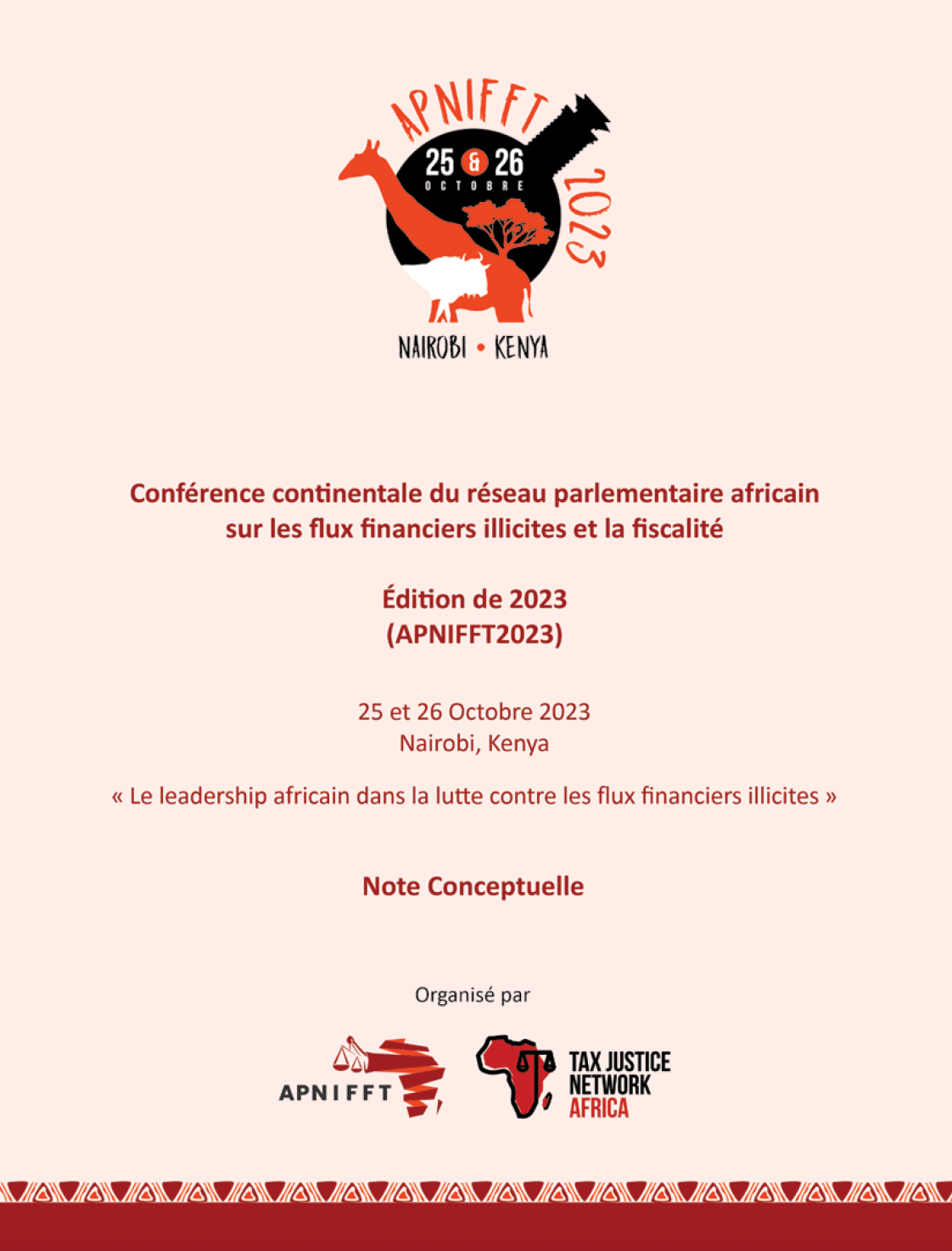 Conférence continentale du réseau parlementaire africain sur les flux financiers illicites et la fiscalité (Édition de 2023) Note Conceptuelle
